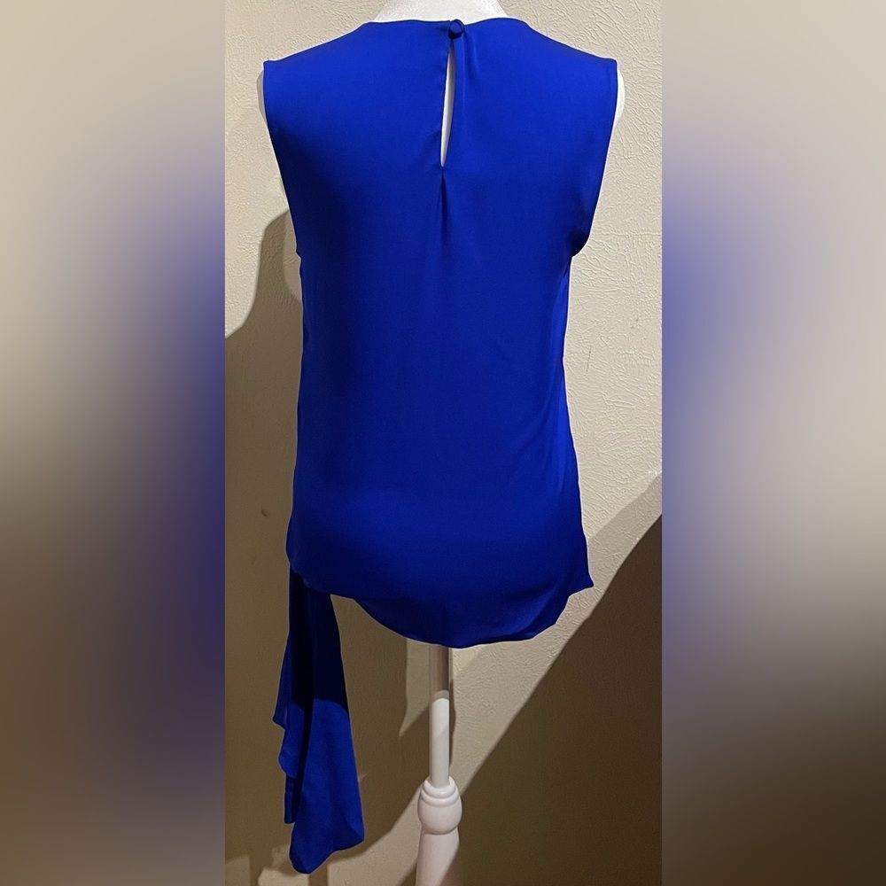 Milly Women’s Size 4 / 6 Royal Blue Silk Blend Sleeveless Top Side Tie Keyback - Picture 3 of 10